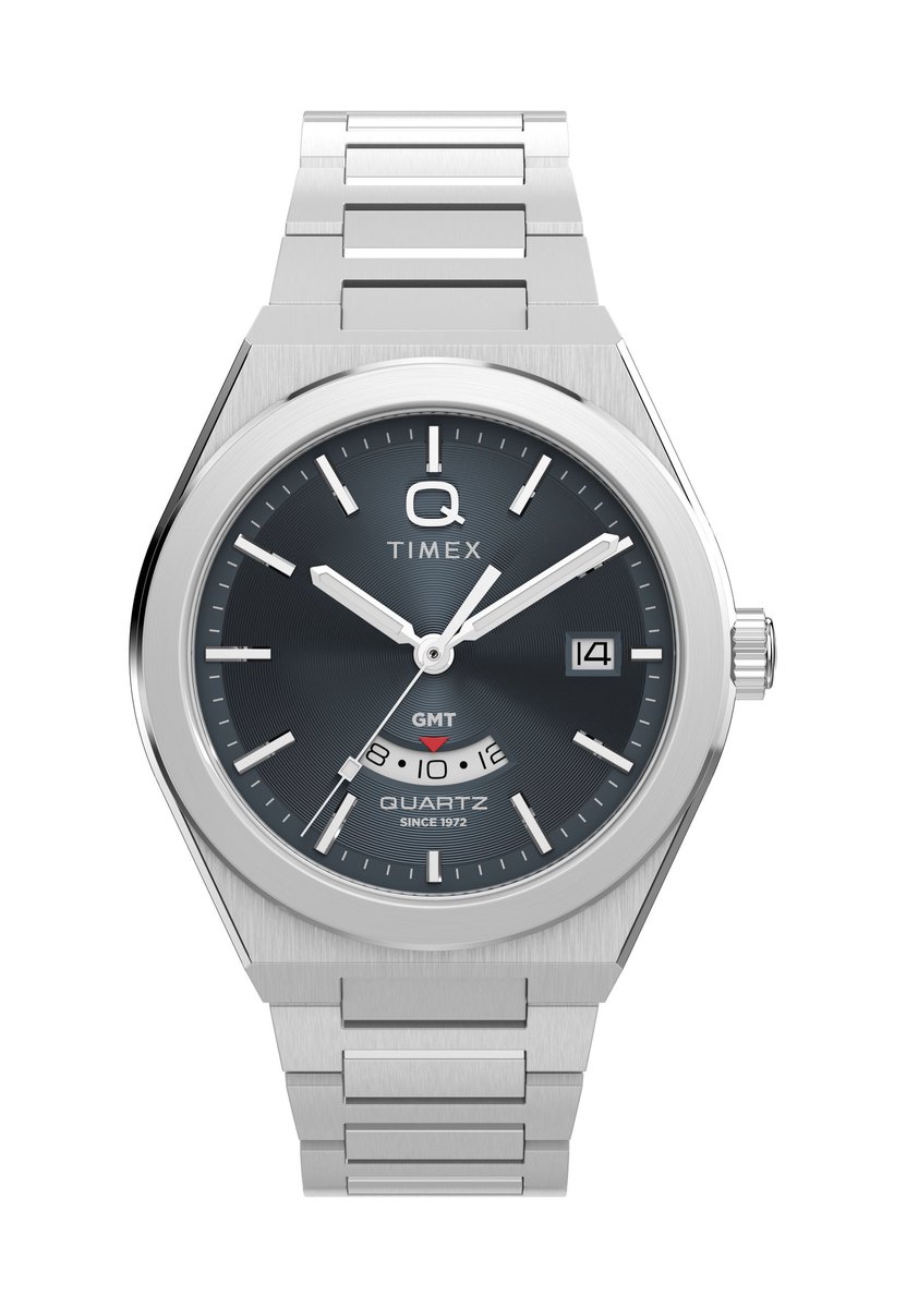 Timex Q Timex Continental Gmt Quartz Analoog Horloge Zilveren Toon Kast: 100% Roestvrij Staal | Armband: 100%Roestvrij Staal 39 TW2Y12100AJ