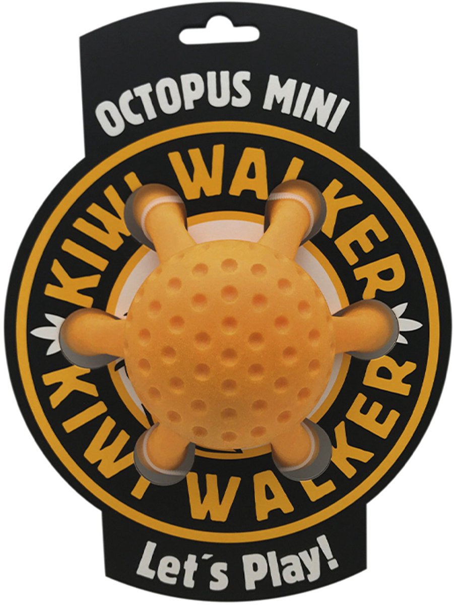 kiwi walker - speelgoed voor honden - octopus oranje - TPR - S +- 12 cm - drijvend en stuiterend - en licht - apporteren