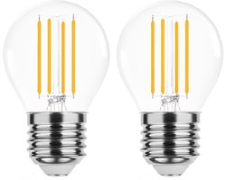 Modee E27 LED Lamp 4W - 470lm - 4000K - Neutraal Wit - LED Filament Globe Mini P45 - Vervangt 40W Halogeen Gloeilamp - 2 stuks