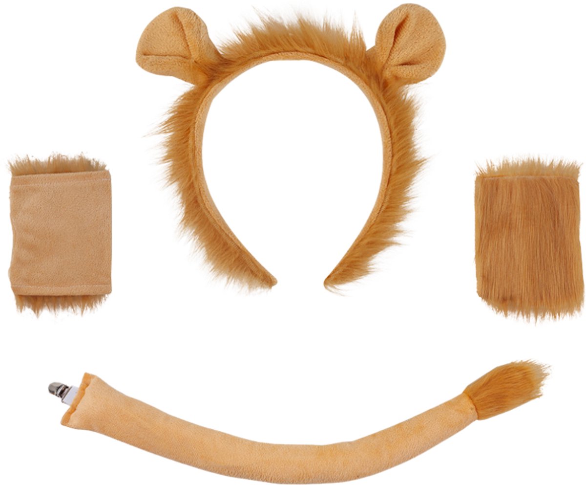 Joya Kids® Leeuw Verkleed Accessoires | Verkleedset Leeuw | Meisjes en Jongens en Volwassenen Verkleedpak Lion | Carnaval en Halloween Outfit kinderen en volwassen | Haarband met Oren, Staart, Pootjes en Strik | Safari — afbeelding 9
