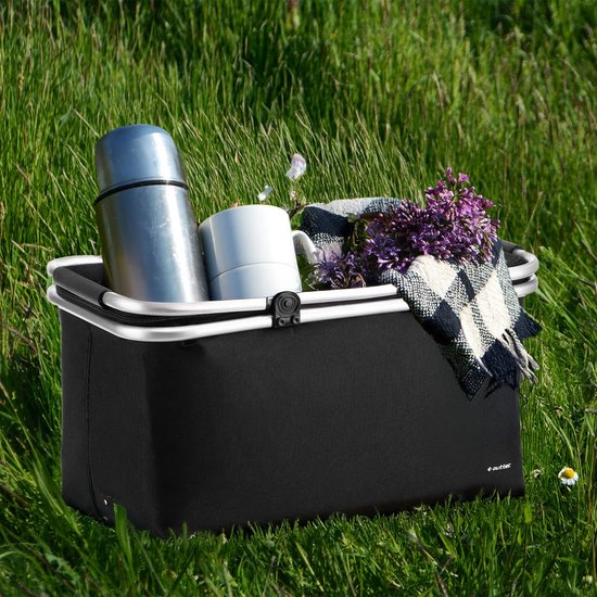 Outtec® Panier de Pique-nique avec Compartiment Isotherme - Sac de Pique-nique Pliable - Sac Isotherme - Panier Isolé - 29 Litres - 47 x 27 x 22 cm