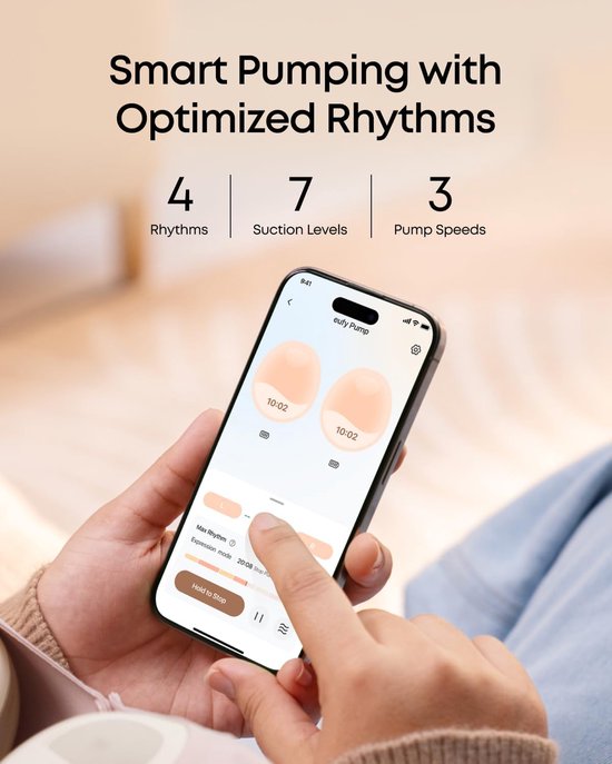 eufy Heated Wearable Breast Pump E20, 3 warmtestanden, handsfree borstkolf met HeatFlow™, geoptimaliseerd ritme via app, zuigkracht van ziekenhuiskwaliteit, lekvrij, slank en stil voor gebruik in de beha van eufy — afbeelding 2