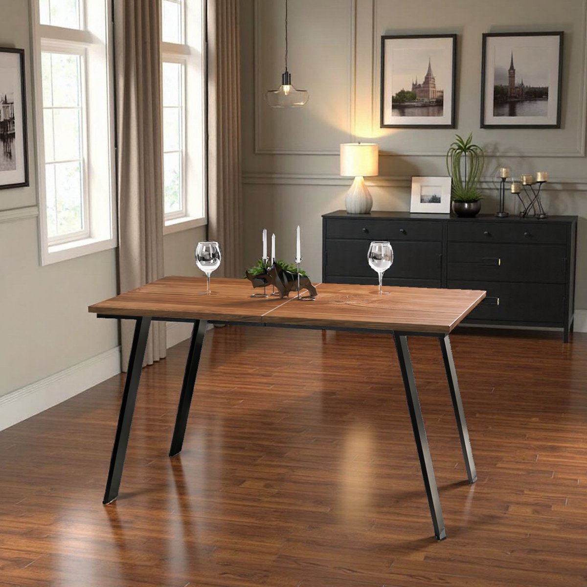 Luxe Uitschuifbare Eettafel Stirling Eiken – 130-210 cm – 8 Personen – Moderne Rechthoekige Eettafel HOMETOTRY