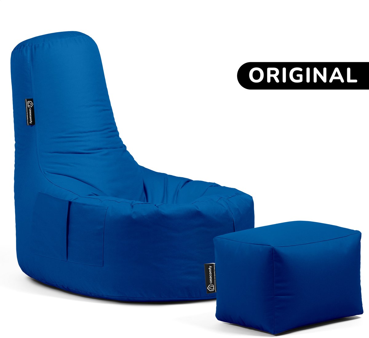Casacomfy Relax Original - Zitzak met Voetenbankje - Volwassenen & Tieners - Ergonomisch - Waterbestendig - Binnen & Buiten - Blauw Blauw + voetbankje