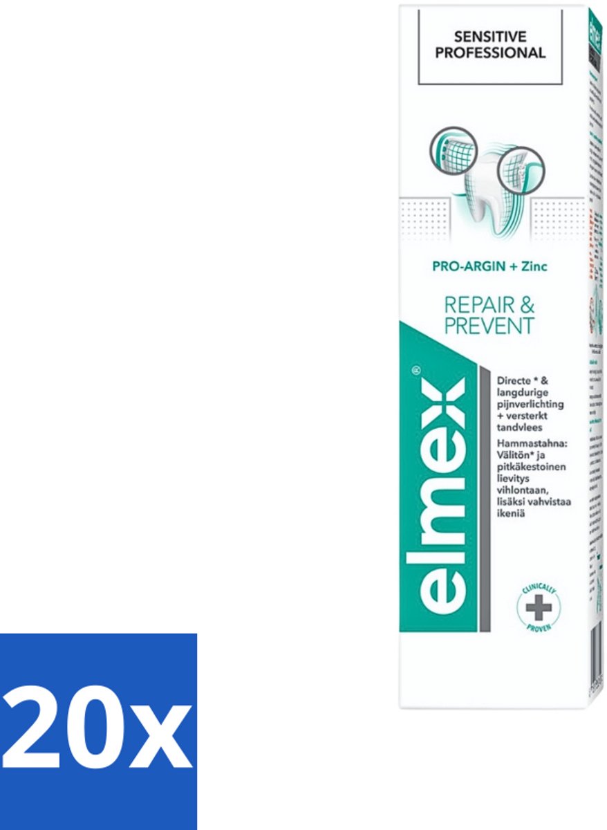 20 x Elmex Tandpasta Sensitive Professional Gum Care 75 ml - Gevoelige Tanden - Tandpasta - Gevoeligheid - Tandarts Aanbevolen - PRO-ARGIN Technologie