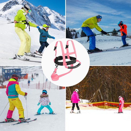 Kinderski-harnas - Outdoor Skate Plow Trainingsriem - Beginnersski-hulpharnas - Roze - Kinderbeginnersski- en snowboardharnas - Verstelbaar nylon harnas van TSL☺ — afbeelding 5