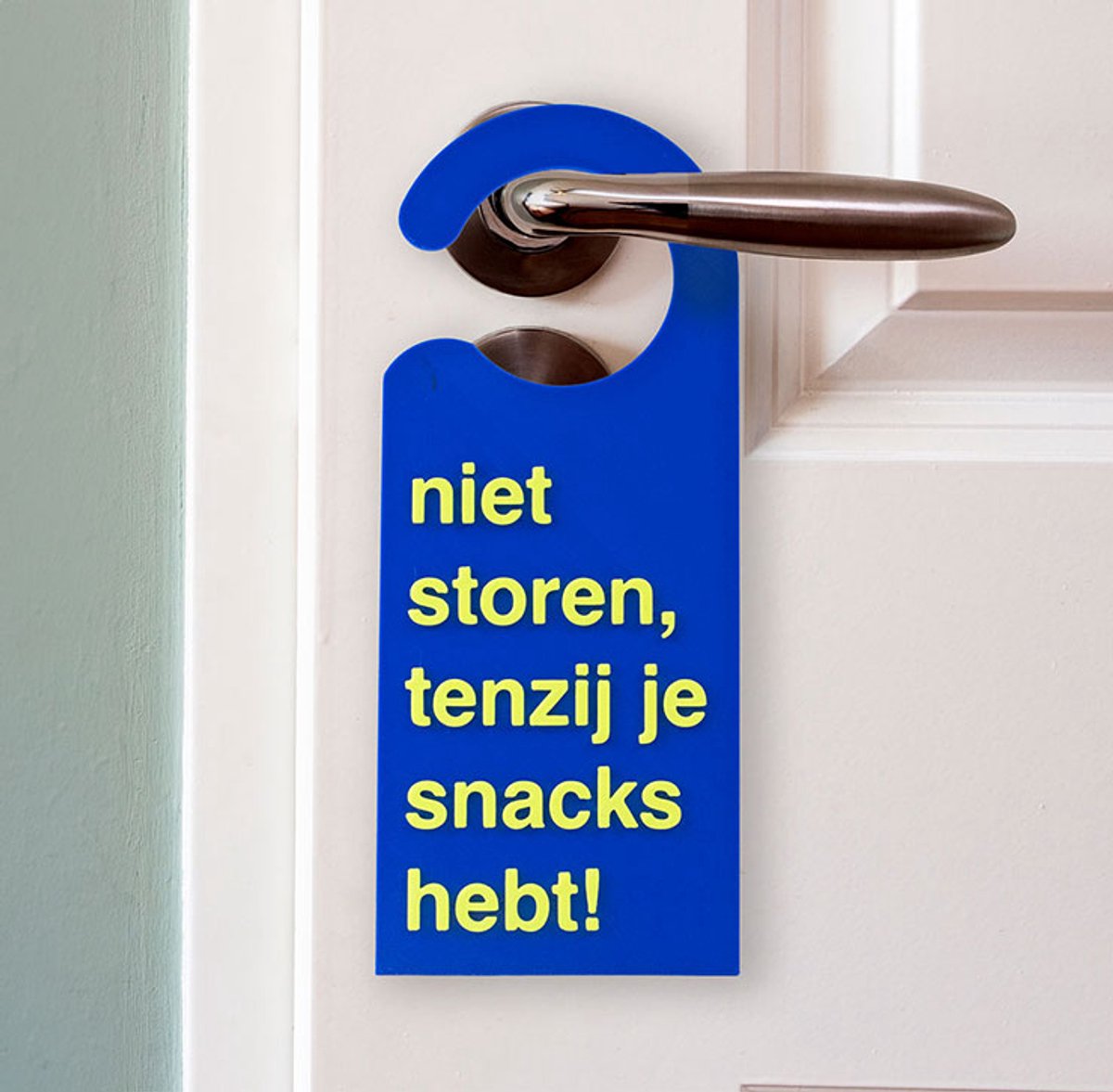 KLOQ Design Deurhanger 'snacks' - 100% bioplastic - Blauw & Neon geel - Ludiek en grappig kado voor de lekkerbek - 3D geprint in Nederland