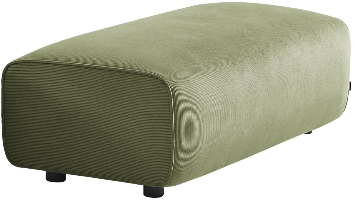 sweeek Poef, module voor bank, voetenbank voor hoekbank 2-zits in ribfluweel, l 123 x d 60 x h 41cm - wallas groen