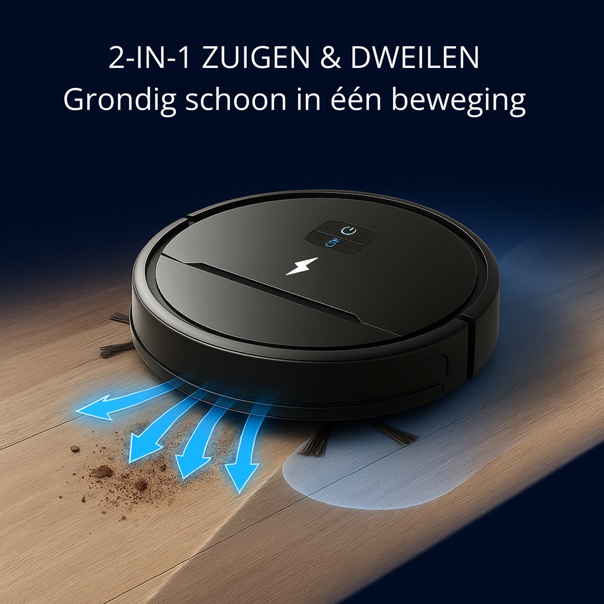 Afbeelding 2 van Stoffy Robotstofzuiger met dweilfunctie – 3000Pa zuigkracht – App bediening – Geschikt voor dierenharen – Automatisch opladen