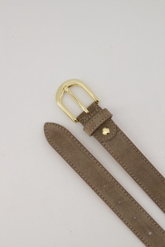 Donkerbruine brede suède damesriem 6cm| H.A.N. | Alice