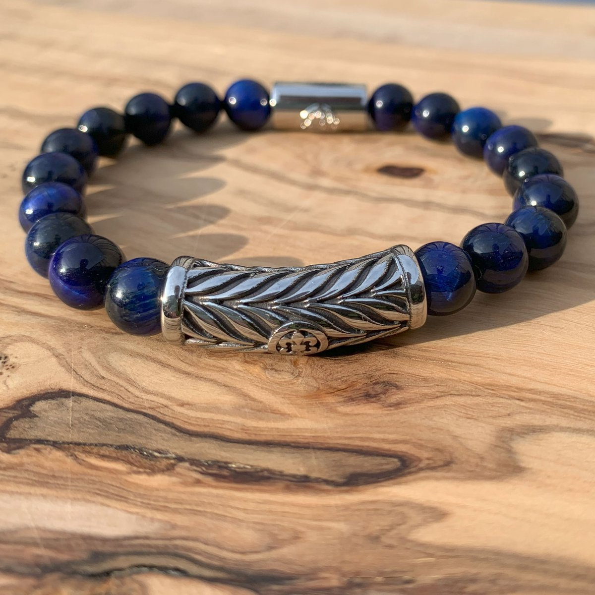 Dragon Bracelets Royal Viking - Heren Armband - Blauw Tijgeroog - Natuursteen