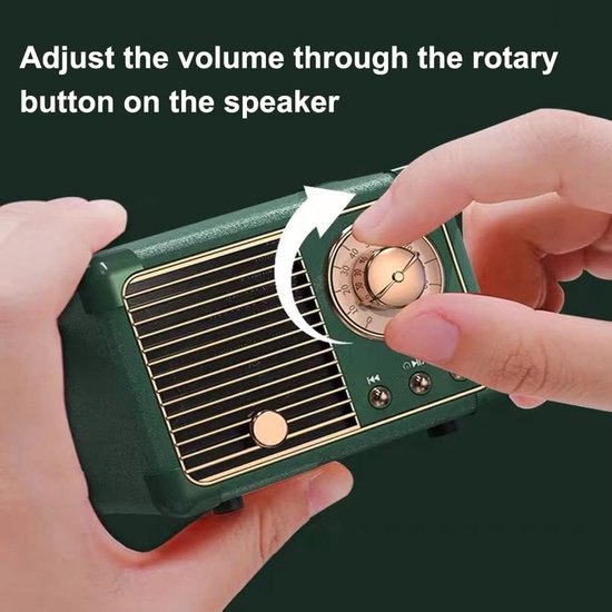 Retro Bluetooth-luidspreker, draagbare draadloze luidspreker met kristalhelder stereogeluid en rijke bas, retro-decoratie voor bureau, slaapkamer, keuken, verjaardagscadeaus voor vrouwen, mannen en tieners (zwart) van Merkloos — afbeelding 5