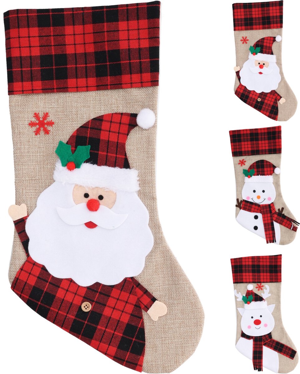 Kerstdecoratie - Kerstversiering - Kerstcadeau Verpakking - 3 stuks - kerst sok - kerstversiering - kerstsokken