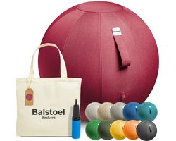 Backerz Zitbal 65 CM - Zitballen met Hoes Linnen - Ergonomische Bureaustoel Kantoor en Thuis - Luxe Yoga Bal - Rood