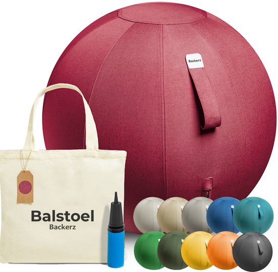 Backerz Zitbal 65 CM - Zitballen met Hoes Linnen - Ergonomische Bureaustoel...