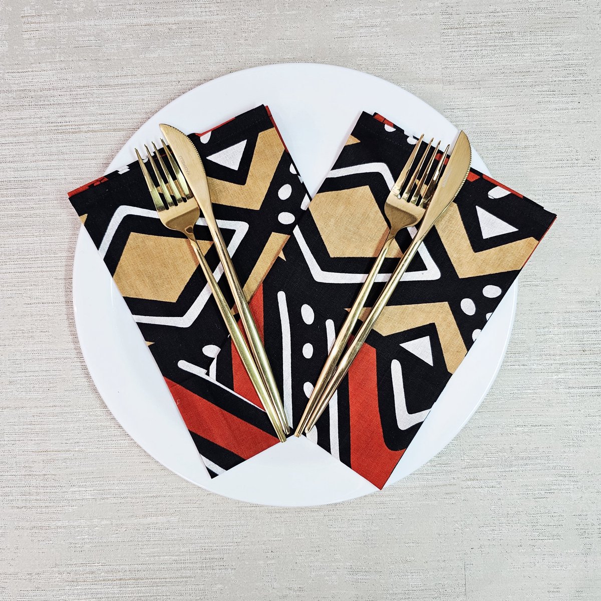 Set van 8 Servetten | 40x40cm | 100% Katoen African Print