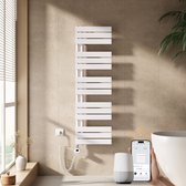 EMKE Elektrische Handdoekradiator - Slimme Bediening - APP Week Timer - 132x40cm - 600W - Glans Wit