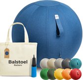 Backerz Zitbal 65 CM - Zitballen met Hoes Linnen - Ergonomische Bureaustoel Kantoor en Thuis - Luxe Yoga Bal - Donkerblauw