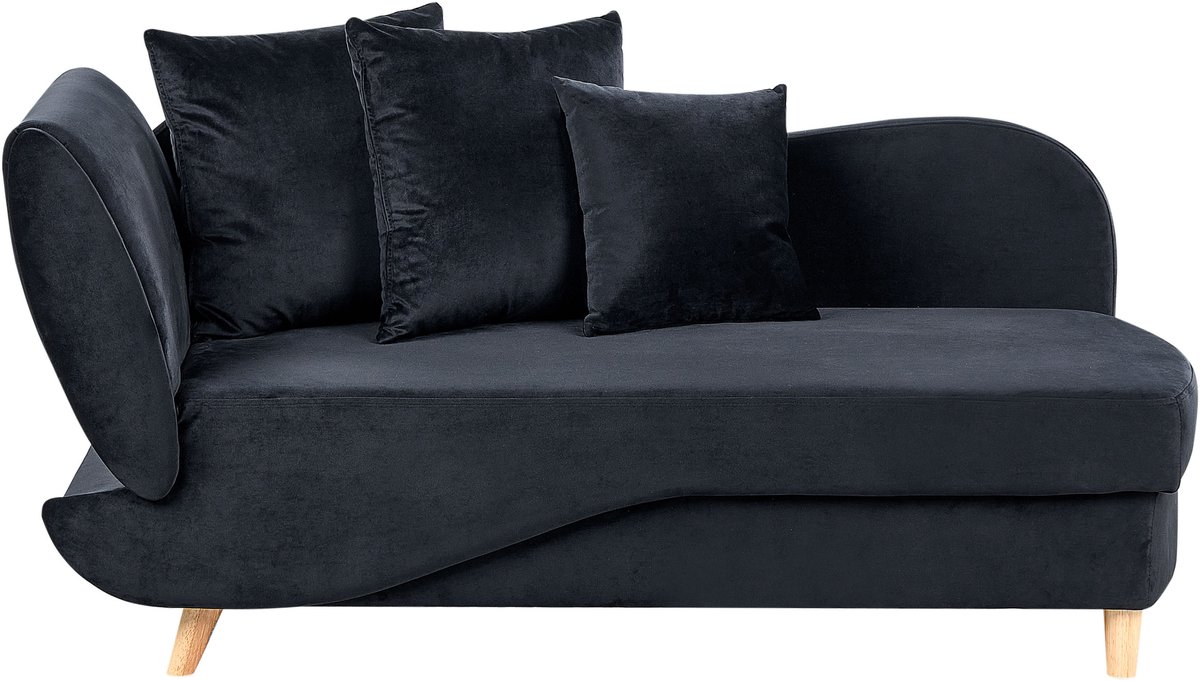 Beliani MERI II - Chaise longue - Zwart - Linkerzijde - Fluweel