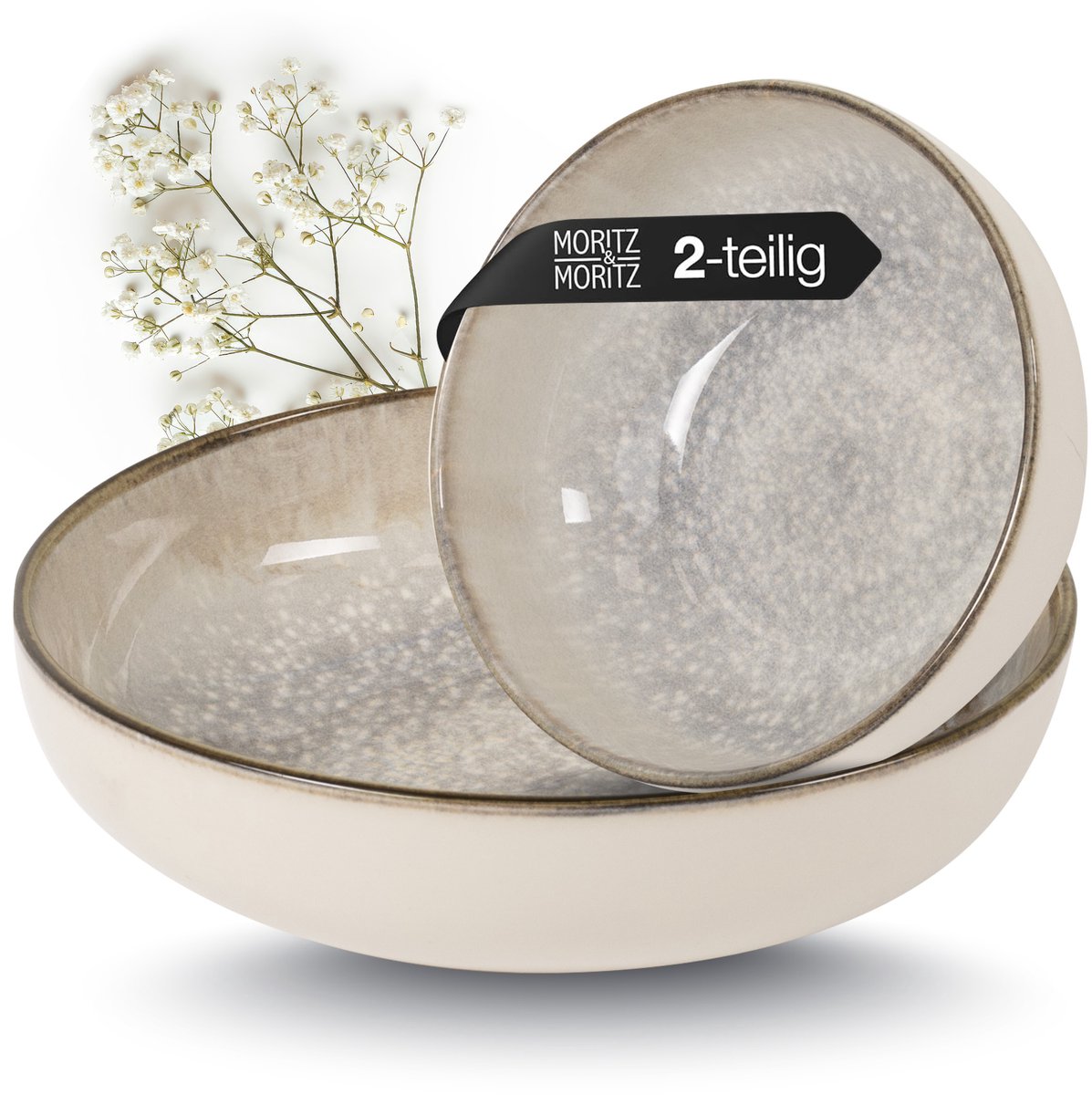 Moritz & Moritz BLOSSOM 2-delige Serveerschaal Set - 2 grote Saladschaalen Porselein