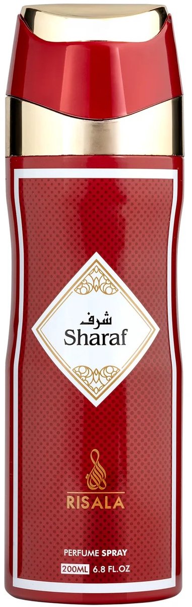 Risala Sharaf 200ml Perfume Deodorant Spray – Long Lasting Arabic Oriental Fragrance from Dubai – Mandarin, White Blossom & Musk Scent – Unisex Body Spray