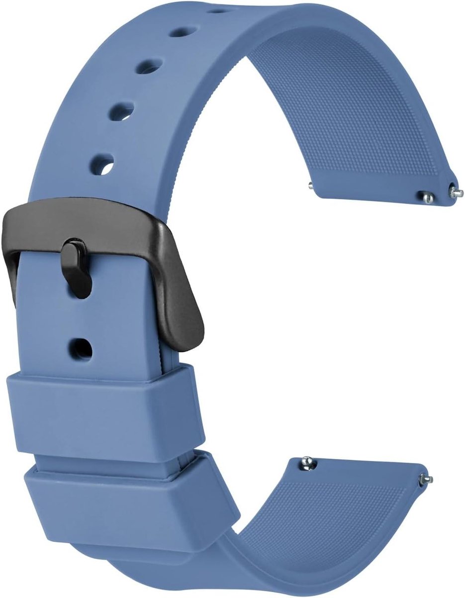 Siliconen horlogebanden met zwarte gesp, snelsluiting - zachte rubberen vervangingsbanden 14mm 16mm 18mm 19mm 20mm 21mm 22mm 24mm - comfortabel en duurzaam - horloge accessoires - diverse maten beschikbaar.