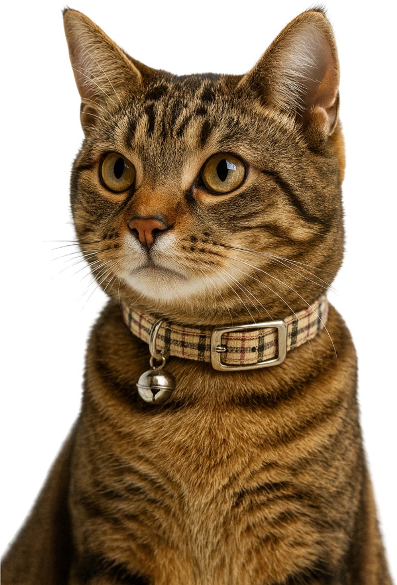 Animalking Kattenhalsband - Kattenbandje met Belletje - Halsband Kat - Cat Collar - Beige Geruit – foto 2