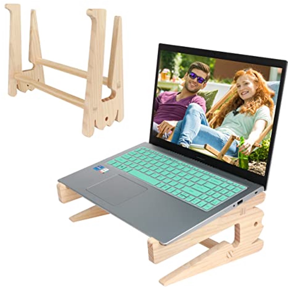 Houten Laptopstandaard voor 10-15,6 inch Laptops en Tablets – Geventileerd en Inklapbaar
