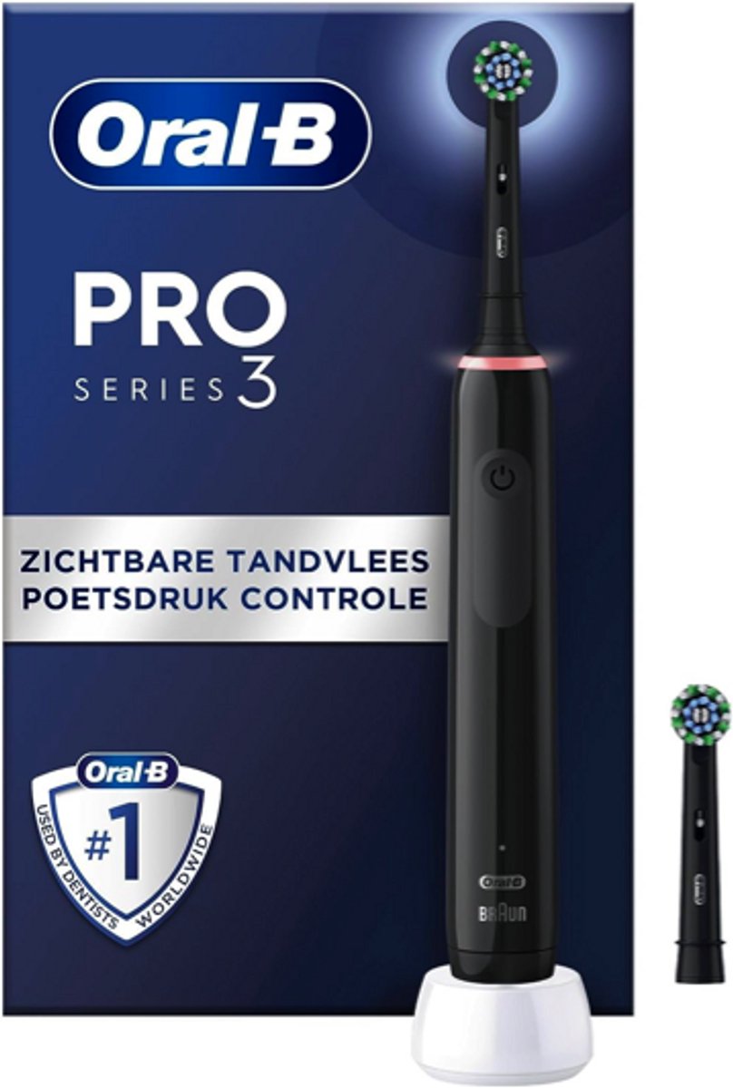 Oral-B Pro 3 3000 - Zwart - Elektrische Tandenborstel - Ontworpen Door Braun - Black Edition