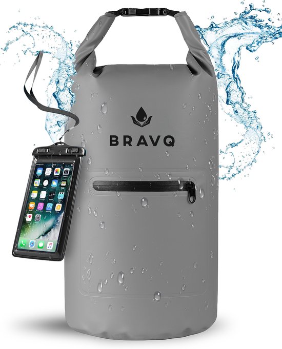 BRAVQ® Waterdichte Drybag 20L – Inclusief waterdicht telefoonhoesje