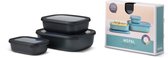 Mepal - Multikom Cirqula vershouddoos set - 500 + 1000 + 2000 ml - Rechthoekig - Nordic black