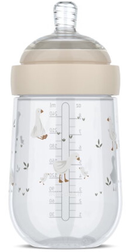 Mepal Mio Babyfles Little Dutch - 240 ml - Anti-koliek - Spiraalontwerp voorkomt verstopping - Siliconen van medische kwaliteit - Little Goose
