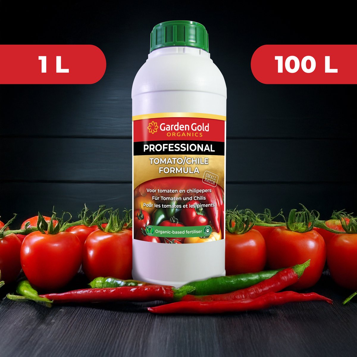 Garden Gold Biologische Tomatenvoeding – 1 L – Voor Tomaten, Chilipepers, Pepers en Paprika – 5-15 ml per 1 L Water