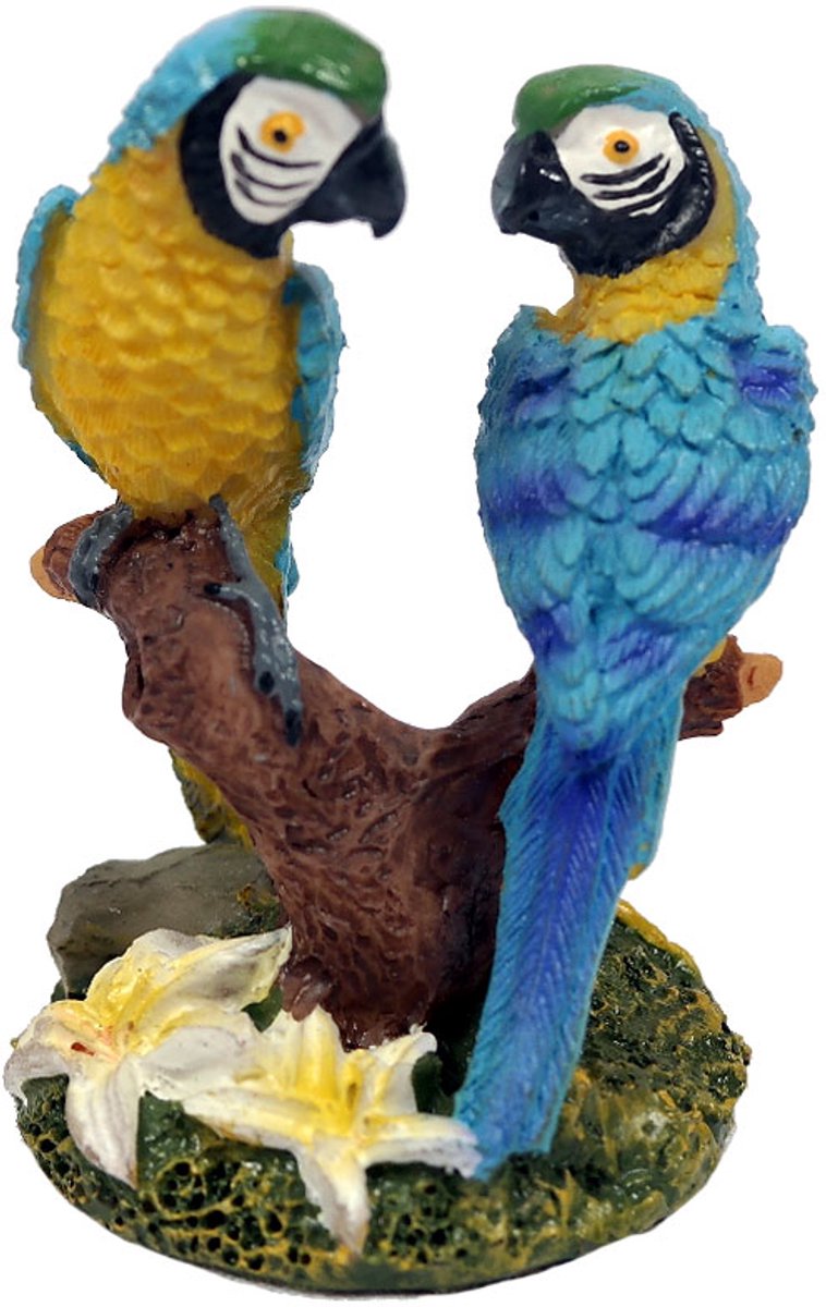 PIA Soft Toys - Papegaai duo blauw beeldje - 6,5 cm - Decoratief Beeld