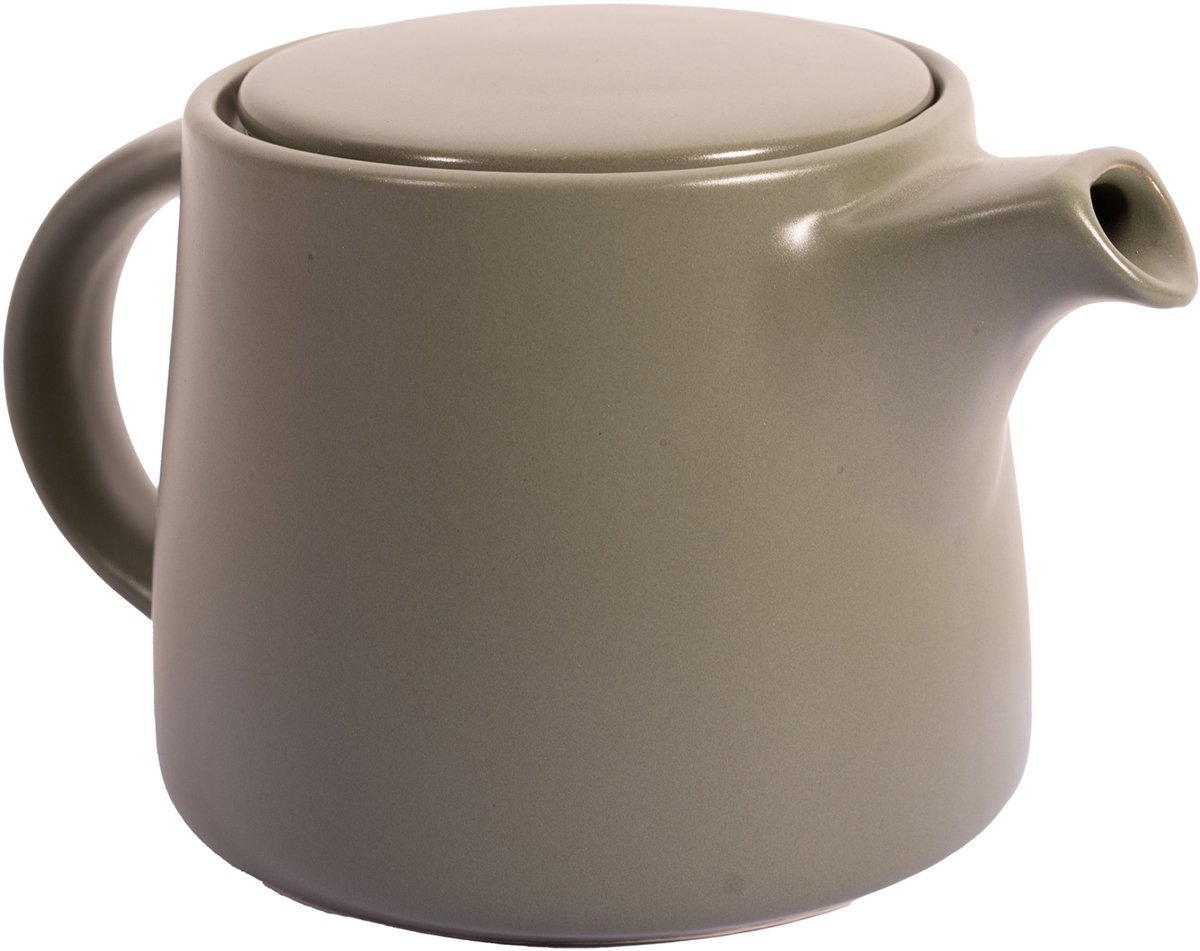 Point-Virgule theepot uit steengoed Olive Green met infuser uit rvs 8x7x7cm
