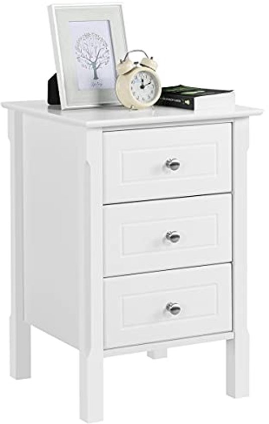 Nachttisch für Boxspringbett Schrank Kommode Konsole 3 Schubladen Glaseinsatz eB