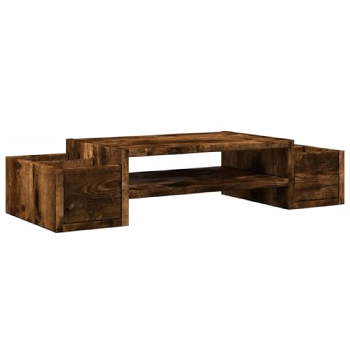 Monitorstandaard met Opbergruimte 70x27x15cm Hout Gerookt Eiken