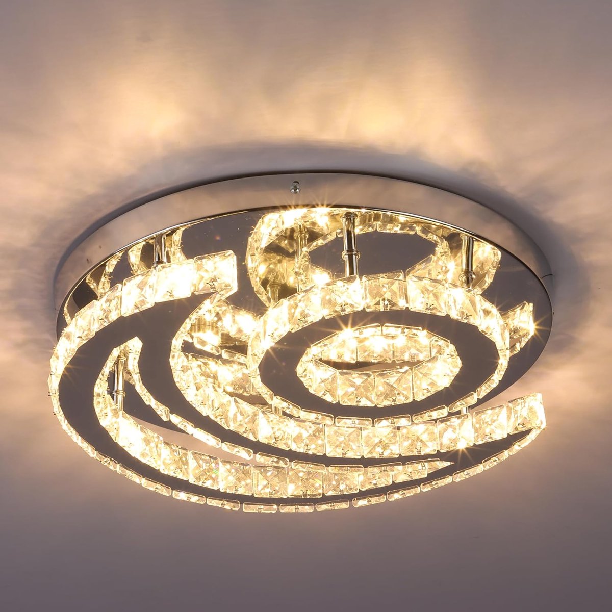 Moderne Maan Kroonluchter - Crystal Led Lamp - 40 cm - Moderne Plafondlamp - Woonkamerlamp - 3 Kleuren - Slaapkamer - Keuken - Maanvormig - 33W