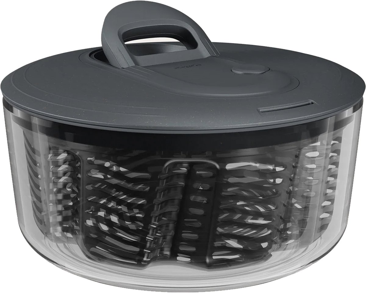 Zyliss Easy Spin S – Slacentrifuge Ø23 cm – Uittrekbaar Koord en Rem – Antislip Serveerkom – Compact Opbergen – Slazwierder voor Verse, Droge Groenten – Met Giettuit