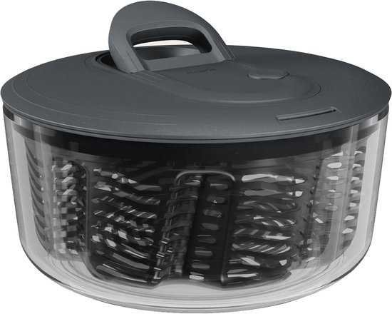 Zyliss Easy Spin S – Essoreuse à salade Ø 23 cm – Cordon rétractable et frein – Bol de service antidérapant – Ranger compact – Essoreuse à salade pour légumes frais et secs – Avec bec verseur