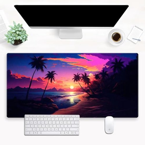 Extended XXL Gaming Mouse Pad with Sunset Beach Design - 80x40cm | bol