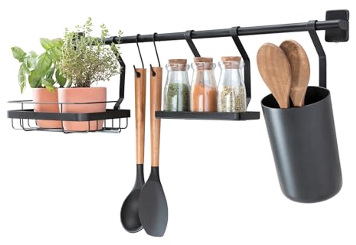 Ruimtebesparende Wandorganizer met 2 Haken voor Keukengerei