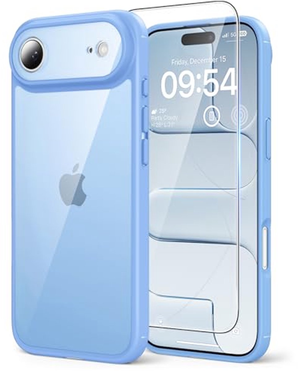 Telefoonzakje voor 6,6 Inch Telefoons met Volledige Camera Bescherming en Schokbestendige Kickstand in Sky Blue