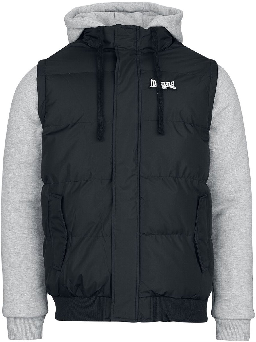 Lonsdale London Dowpot Heren Collegejas - zwart/gemêleerd grijs - XXL