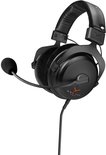 Zwarte gaming headset, MMX 300 PRO, met verstelbare microfoon en lederen hoofdband.