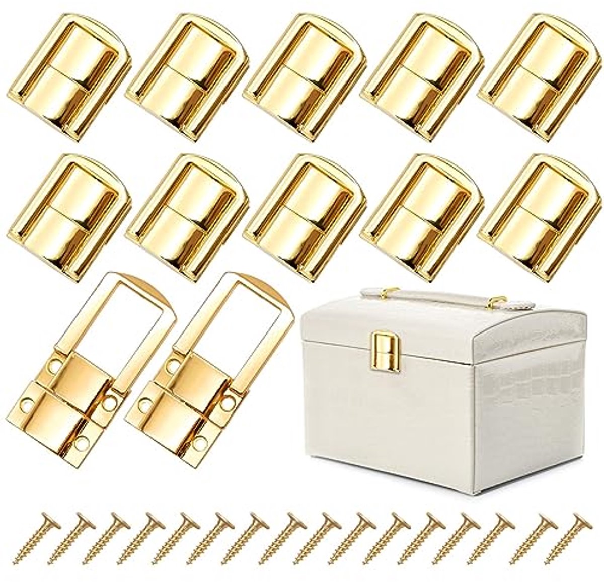 Gouden Kistsloten met Schroeven - Set van 10 Stuks