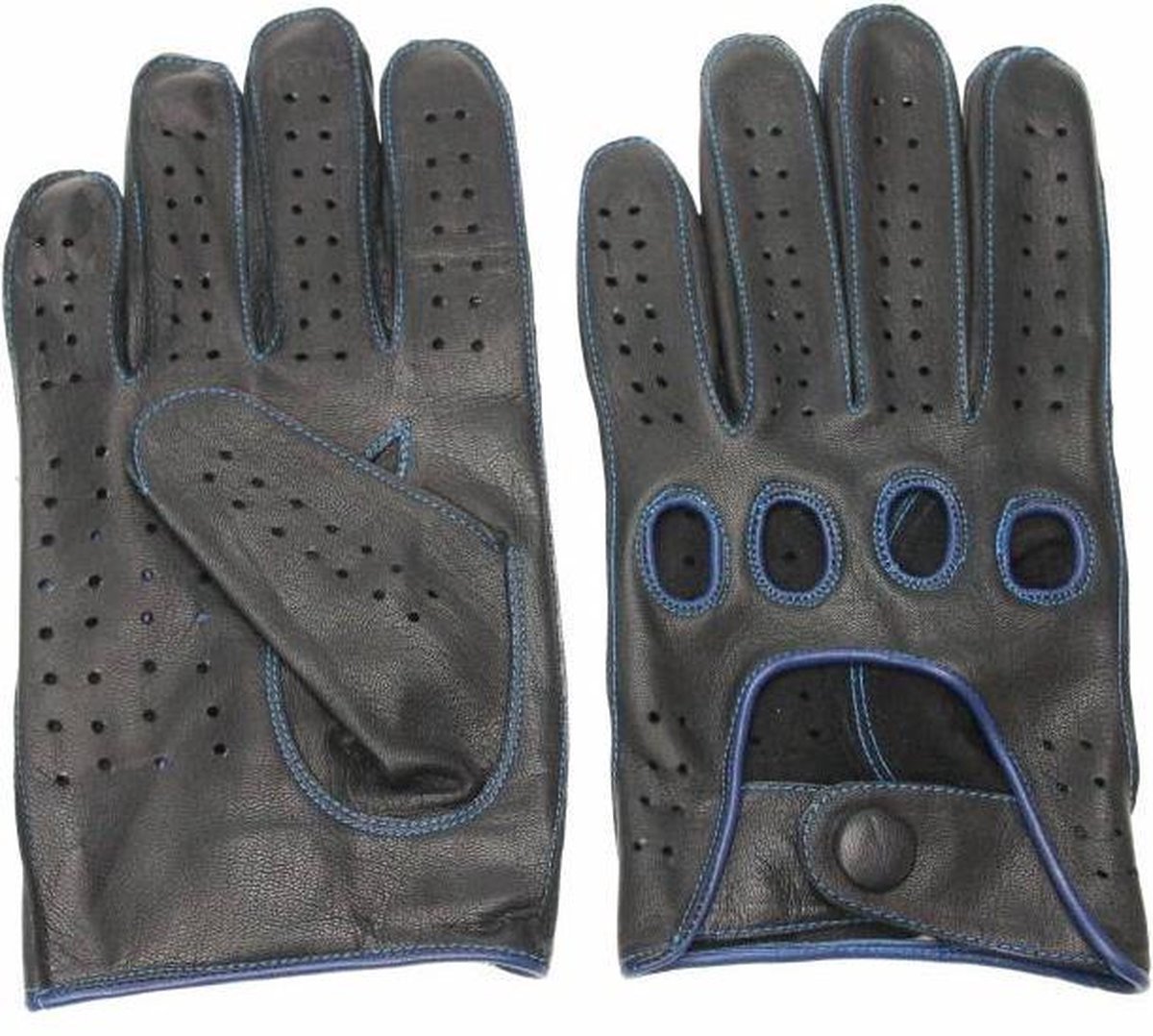 DriveLux™ Race II - Leren Handschoenen Heren - Noir Blue - Leren Auto/Motor Handschoenen - Driving Gloves - Maat M (: 20,5 - 23,5 cm) - Ademend en Waterbestendig – Gemaakt van Geitenleer