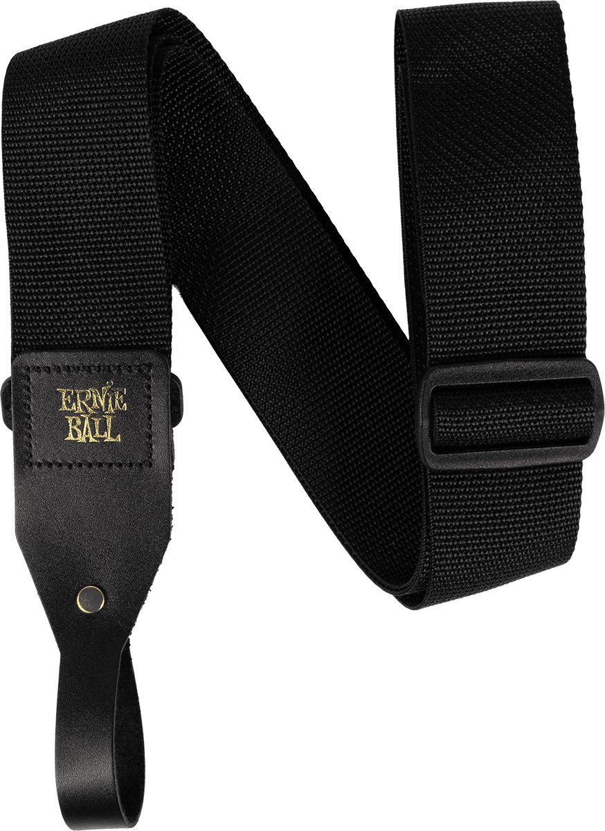Ernie Ball 5365 Polypro Acoustic Guitar Strap Black gitaarband met headstock tie