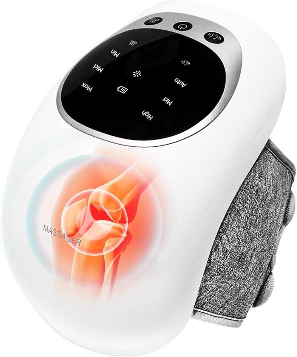 Knie massager, multifunctioneel display draadloze kniemassager, draagbare infraroodkniemassager met instelbare temperatuur en vibratiefunctie, geschikt voor knieartroseverlichting