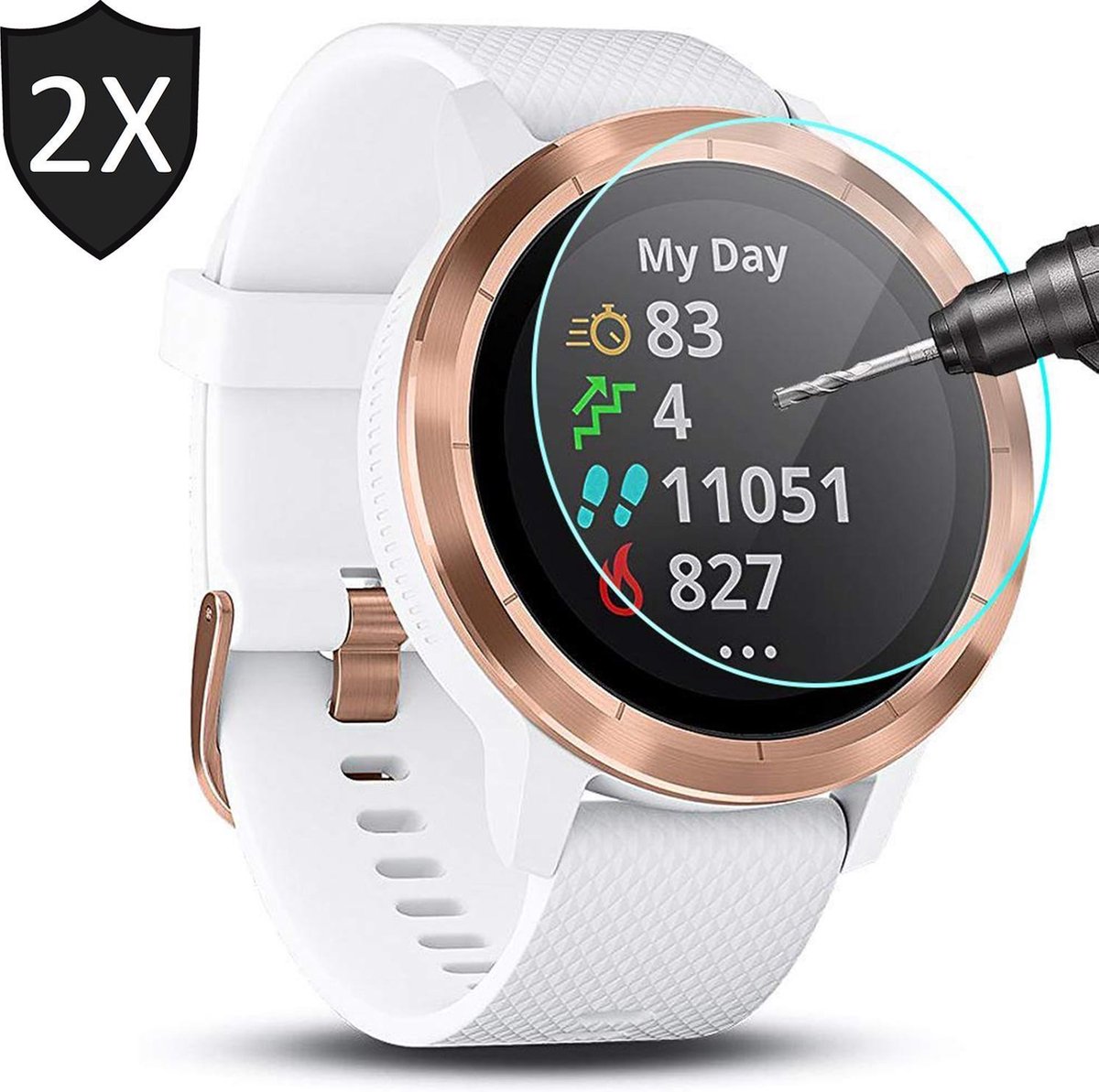 Screenprotector geschikt voor Garmin Vivoactive 3 - Tempered Glass Gehard Glas - 2 Stuks